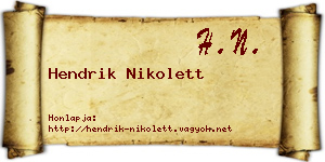 Hendrik Nikolett névjegykártya
